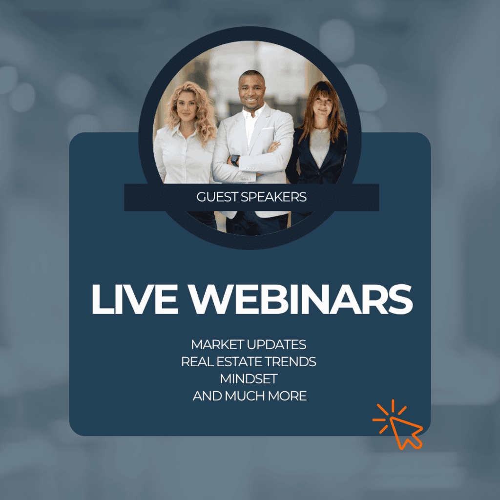 Webinar event featuring guest speakers on real estate market updates.
